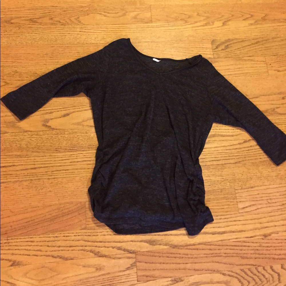 Madigan Maternity 3/4 Sleeve V-Neck Dark Gray Top